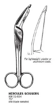 KMedic – Bandage Scissors Hercules 7-1/2 Inch Length Finger Ring Handle Angled Sharp Tip / Blunt Tip – KM31834