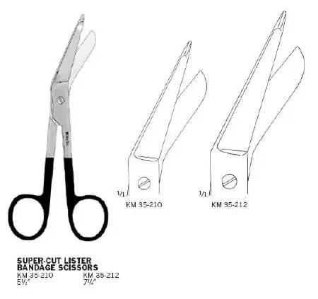 KMedic SuperCut – Bandage Scissors Lister 7-1/4 Inch Length Surgical Grade Stainless Steel NonSterile Finger Ring Handle Angled Blunt Tip / Blunt Tip – KM35212