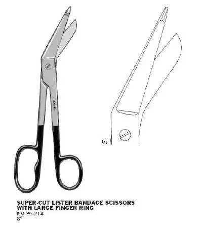 KMedic SuperCut – Bandage Scissors Lister 8 Inch Length Surgical Grade Stainless Steel NonSterile Finger Ring Handle Angled Blunt Tip / Blunt Tip – KM35214