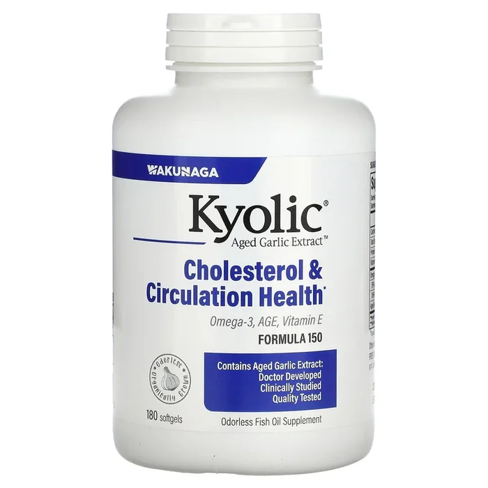 Kyolic, Aged Garlic Extract, Omega-3, Cholesterol & Circulation, 180 Softgels