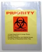 Lab-Loc – Specimen Transport Bag with Document Pouch 12 X 15 Inch Zip Closure PRIORITY / Biohazard Symbol / Storage Instructions NonSterile – LAB21215YT