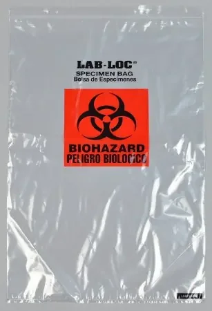 Lab-Loc – Specimen Transport Bag with Document Pouch 14 X 20 Inch Zip Closure Biohazard Symbol NonSterile – LABZ1420B