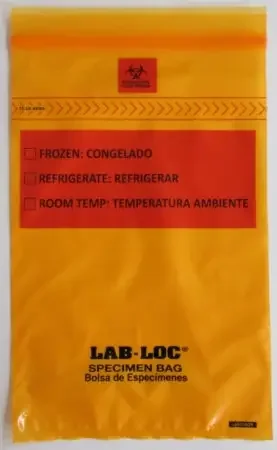 Lab-Loc – Specimen Transport Bag with Document Pouch 6 X 9 Inch Zip Closure Biohazard Symbol / Storage Instructions NonSterile – LABZ69OR