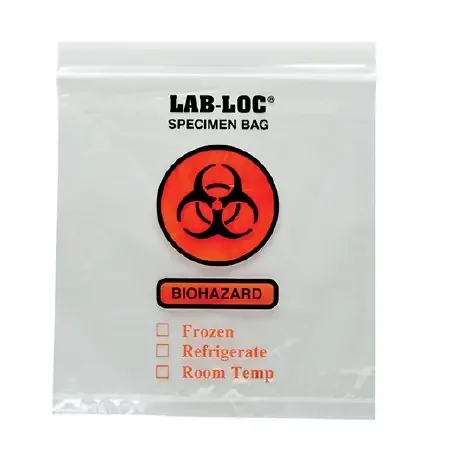 Lab-Loc – Specimen Transport Bag with Document Pouch 8 X 8 Inch Zip Closure Biohazard Symbol / Storage Instructions NonSterile – LAB20808