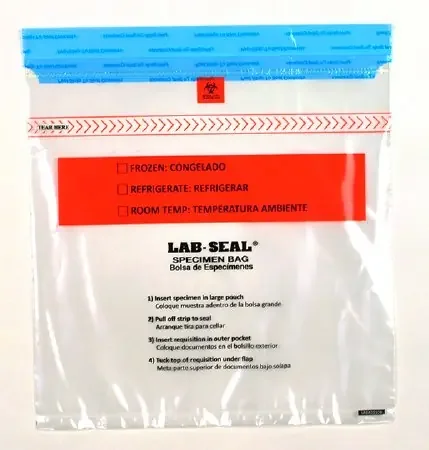 Lab-Seal Tamper-Evident – Specimen Transport Bag with Document Pouch 10 X 10 Inch Adhesive Closure Biohazard Symbol / Storage Instructions NonSterile – LABA1010B