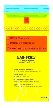 Lab-Seal Tamper-Evident – Specimen Transport Bag with Document Pouch 6 X 10 Inch Adhesive Closure Biohazard Symbol / Storage Instructions NonSterile – LABA610YE