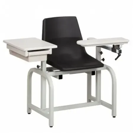 Lab Series ClintonClean – Blood Drawing Chair with Drawer Single Adjustable Flip Up Armrest Black – 66029-P