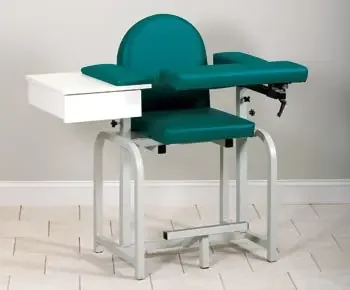 Lab X Series Extra Tall – Blood Drawing Chair with Drawer Single Adjustable Flip Up Armrest Cream – 66022