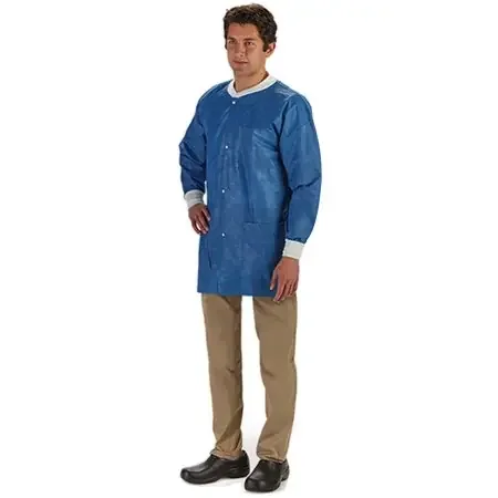 LabMates – Lab Jacket Blue Medium Hip Length Disposable – 85189