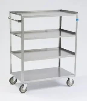Lakeside Manufacturing – Linen Cart 4 Shelves 300 lbs. Weight Capacity Stainless Steel 3-1/2 Inch Swivel Casters – 333