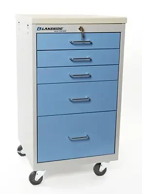 Lakeside Manufacturing – Medication Cart Steel 18 X 18-1/2 X 34 Inch Slate Blue 1 Drawer, 6 Inch / 3 Drawers, 3 Inch / 1 Drawer, 9 Inch – SM-524-K-2SB