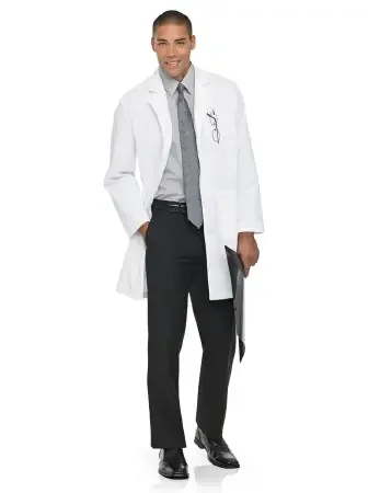 Landau Uniforms – Lab Coat White Large Knee Length Reusable – 3187WWYLG