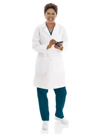Landau Uniforms – Lab Coat White Size 16 Mid Length Reusable – 3155WWYSZ16