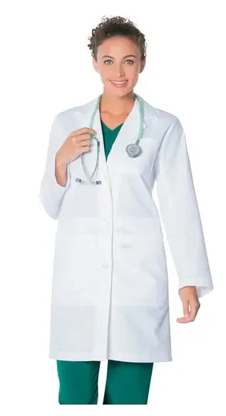 Landau Uniforms – Lab Coat White Size 4 Knee Length Reusable – 3165WWXY 4