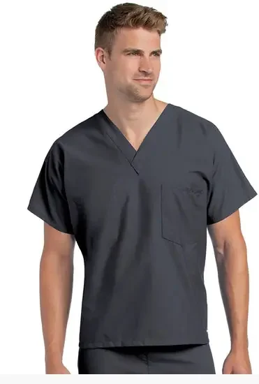 Landau Uniforms – Scrub Shirt 4X-Large True Red 2 Pockets Short Sleeve Male – 7502TRP4XLG