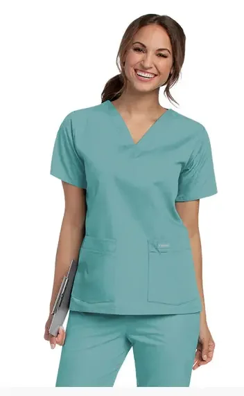Landau Uniforms – Scrub Shirt 5X-Large Sandstone 4 Pockets Short Sleeve Female – 8219SAP5XLG