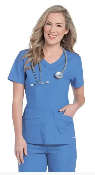 Landau Uniforms – Scrub Shirt Medium Blushing Palm Print Short Sleeve Female – 8110-BPPSMED