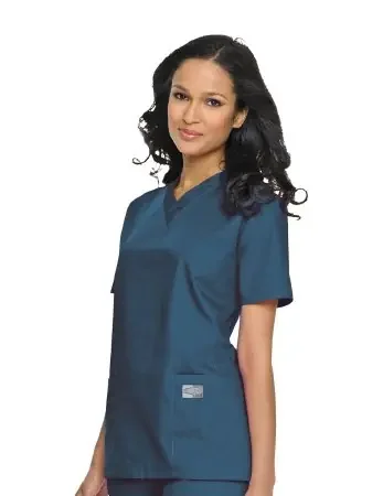 Landau Uniforms – Scrub Shirt Medium Caribbean Blue 2 Pockets Short Sleeve Female – 70221CARIBMEDIUM