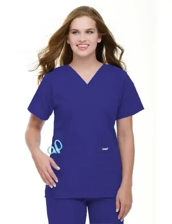 Landau Uniforms – Scrub Shirt Medium Grape 4 Pockets Short Set-In Sleeve Female – 8219RPPMED