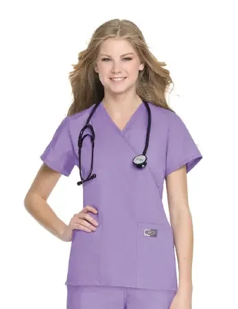 Landau Uniforms – Scrub Shirt Medium Navy Blue 2 Pockets Short Sleeve Female – 70224NAVYMED