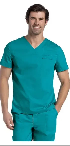 Landau Uniforms – Scrub Shirt Medium Red / Black 1 Pocket Short Sleeve Unisex – 71221RED/MED