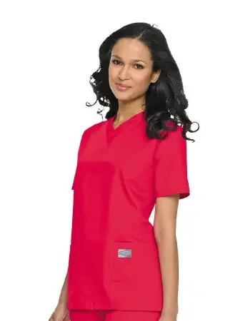 Landau Uniforms – Scrub Shirt X-Large Red 3 Pockets Short Set-In Sleeve Female – 70221REDXL