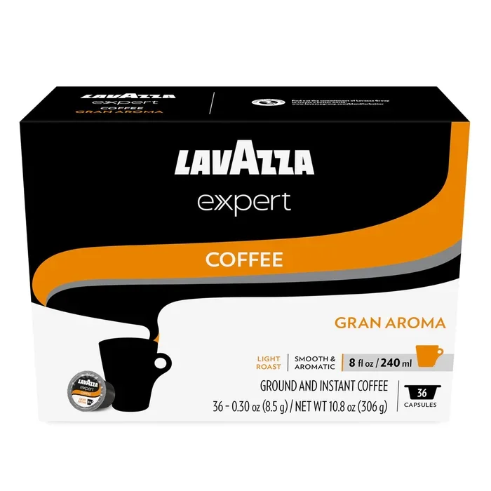 Lavazza Expert Gran Aroma Coffee Capsules, Light Roast, 100% Arabica, Compatible with Lavazza Classy Plus Machine (36 Capsules)