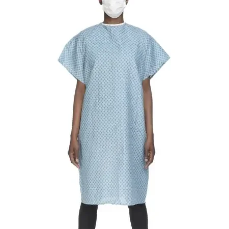 Lew Jan Textile – Patient Exam Gown One Size Fits Most Blue / White Print Reusable – V61-0100PT
