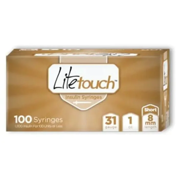 LiteTouch – Insulin Syringe with Needle 1 mL 31 Gauge 0.314 Inch Regular Wall NonSafety – 520