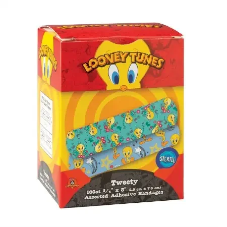 Looney Tunes – Adhesive Strip 3/4 X 3 Inch Plastic Rectangle Kid Design (Tweety Red / Blue) Sterile – BAN94