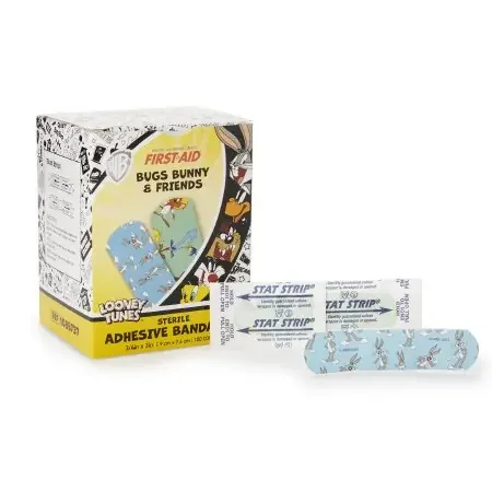 Looney Tunes Stat Strip – Adhesive Strip 3/4 X 3 Inch Plastic Rectangle Kid Design (Bugs and Daffy) Sterile – 1085737
