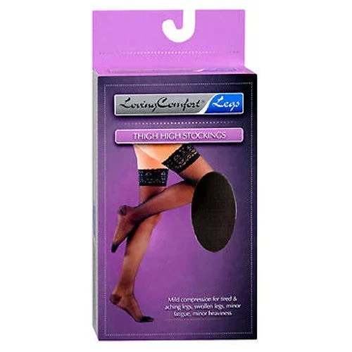 Loving Comfort, Thigh High Stockings Moderate Compression X-Large Black, 1 Pair