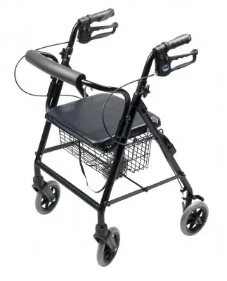 Lumex Walkabout Hemi – 4 Wheel Rollator Black Adjustable Height / Folding Aluminum Frame – RJ4302K