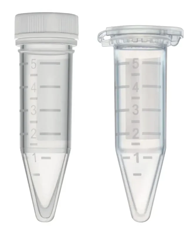 MacrewTube – Microcentrifuge Tube Conical Bottom Plain 62 mm Length 5 mL Amber Screw Cap Polypropylene Tube – T366AMLS
