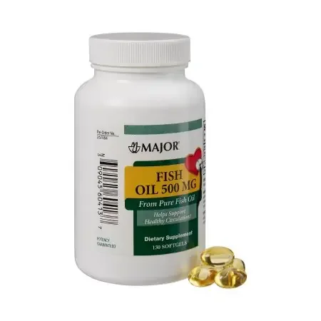 Major – Omega 3 Supplement Fish Oil 500 mg Strength Softgel 130 per Bottle – 00904560413