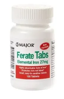 Major Ferate Tabs – Mineral Supplement Iron 27 mg Strength Tablet 100 per Bottle – 00904640360