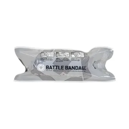 MARCH Battle Bandage – Trauma Pressure Dressing with Wrap 4 Inch X 6 Foot / 8 X 8 Inch Pad Standard Compression Self-adherent Closure White Sterile – 32-700.00.000