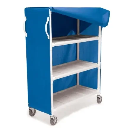 Market Lab – Linen Cart 3 Shelves PVC 2 Locking Non-Marking Casters – 5911-BL