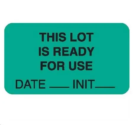 Market Lab – Pre-Printed Label Advisory Label Yellow Paper THIS LOT IS READY FOR USE / DATE____ INIT____ Black Quality Control Label 1 X 3-3/4 Inch – 8028