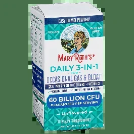 Maryruths Daily 3-In-1 For Occasional Gas & Bloat Unflavored–30 Scoops-60 Billion CFU