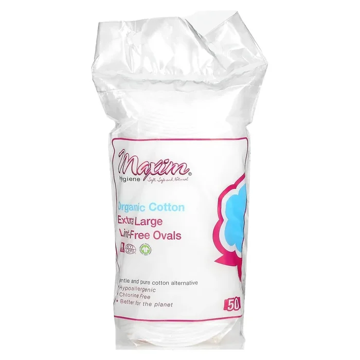 MAXIM, Organic Cotton Extra Large Oval Makeup Remover Pad, 50 CT