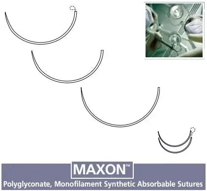 Maxon – Suture with Needle Absorbable Uncoated Green Suture Monofilament Polyglyconate Size 0 36 Inch Suture 1-Needle 48 mm Length 1/2 Circle Taper Point Needle – 8886628761