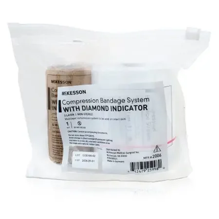 McKesson – 2 Layer Compression Bandage System 4 Inch X 7-1/10 Yard / 4 Inch X 6-9/10 Yard Self-adherent Closure Tan / White NonSterile – 2006