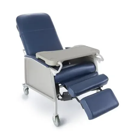 McKesson – 3-Position Recliner Blue Vinyl Four 5 Inch Casters With 2 Locks – 146-D574-BR