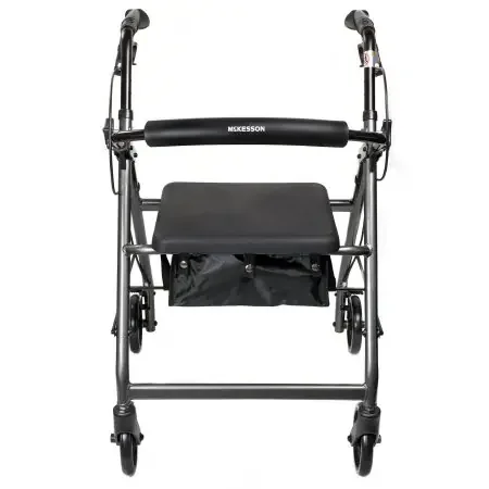 McKesson – 4 Wheel Rollator Silver Adjustable Height / Folding Aluminum Frame – 146-R726SL