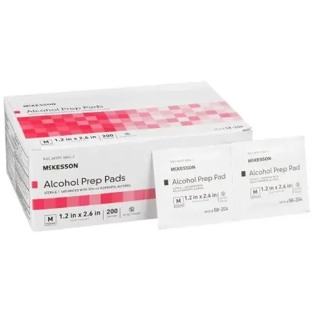 McKesson – Alcohol Prep Pad 70% Strength Isopropyl Alcohol Individual Packet Medium Sterile – 58-204
