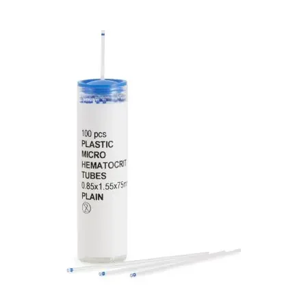 McKesson – Capillary Blood Collection Tube Micro-hematocrit Plain 75 mm Length 40 µL Blue Stripe Without Closure Plastic Tube – 554