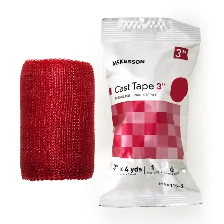 McKesson – Cast Tape 3 Inch X 12 Foot Fiberglass Red – 115-3R