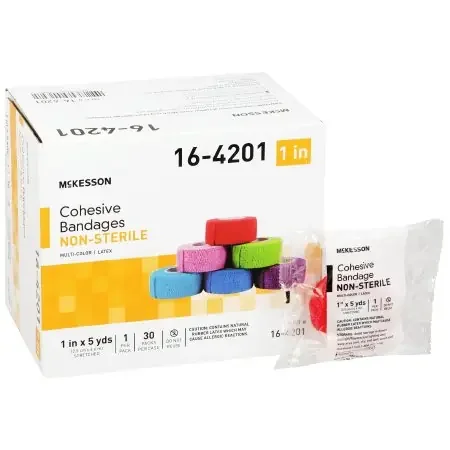 McKesson – Cohesive Bandage 1 Inch X 5 Yard Standard Compression Self-adherent Closure Purple / Pink / Green / Light Blue / Royal Blue / Red NonSterile – 16-4201