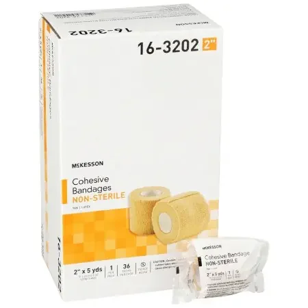 McKesson – Cohesive Bandage 2 Inch X 5 Yard Standard Compression Self-adherent Closure Tan NonSterile – 16-3202